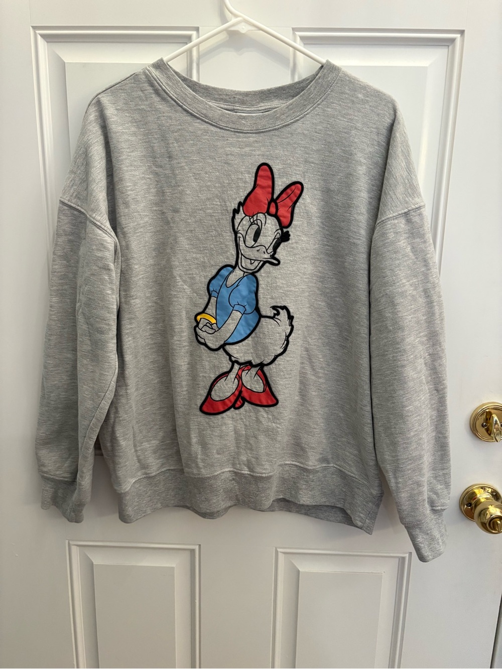 Disney Gray Daisy Duck Crewneck Sweatshirt with Red Bow